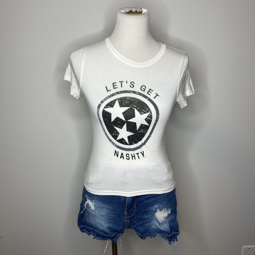 Blush Boutique- White "Let's Get Nashty" T-Shirt